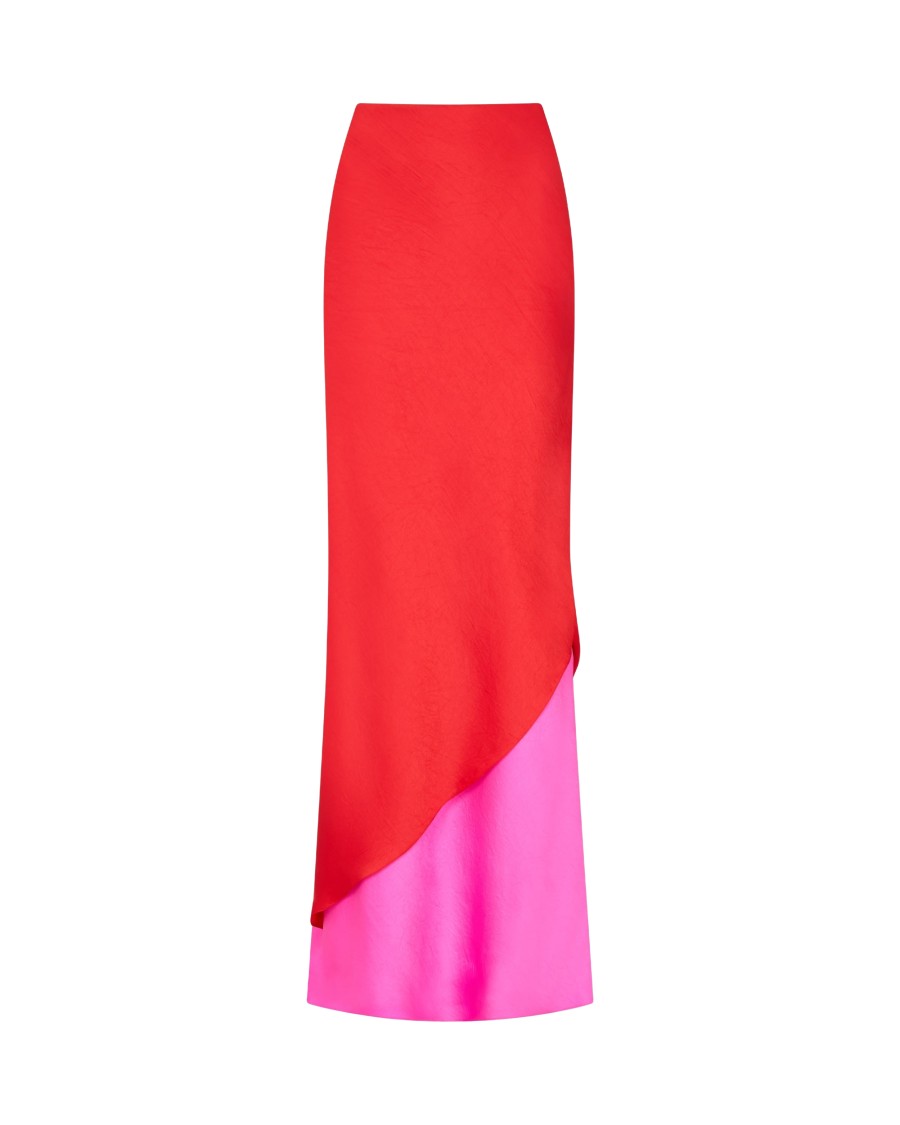 Serena Bute Double Layer Maxi Skirt In Red