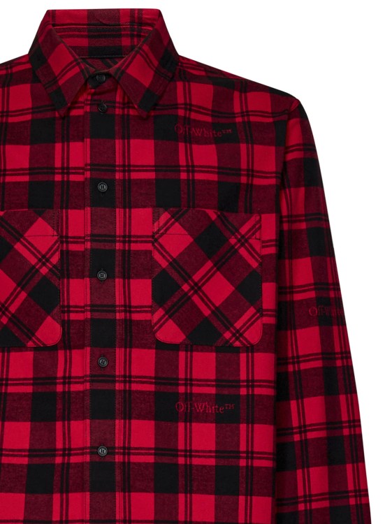 Shop Off-white Red Flannel Shirt