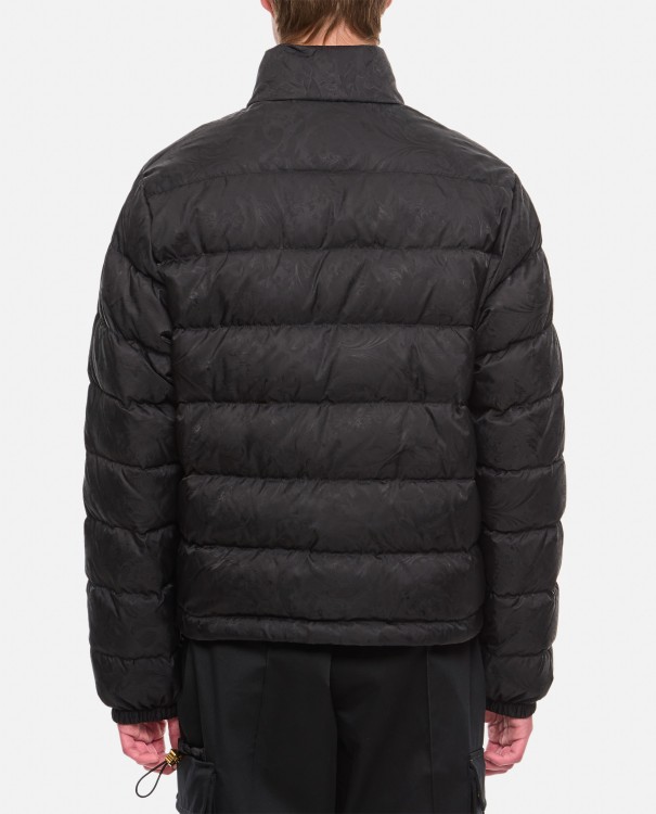 Shop Versace Down Jacket Barocco Jacquard Fabric In Black