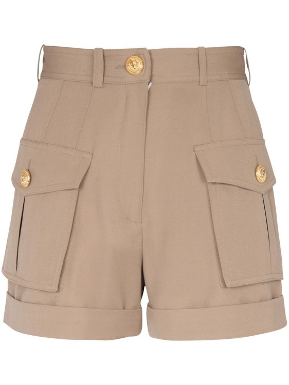 Balmain High-waisted Flap-pocket Shorts In Neutrals