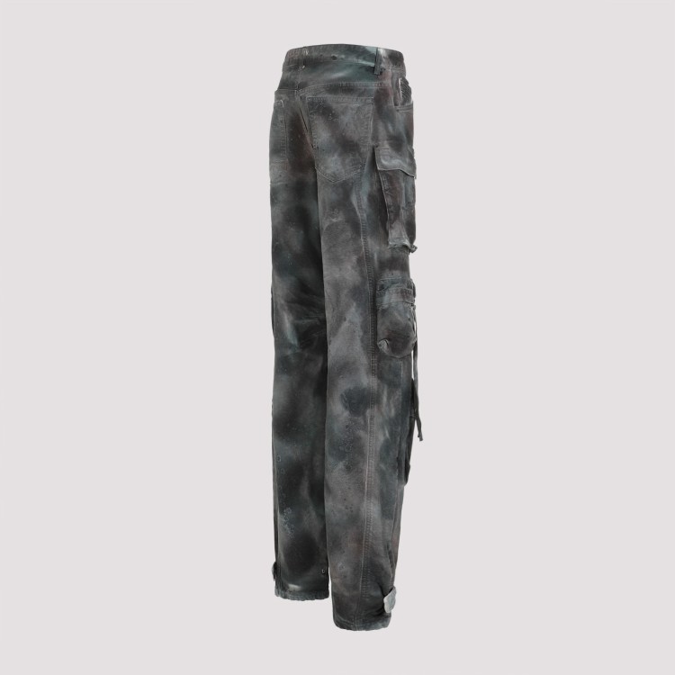 Shop Attico Stained Green Camouflage Fern Long Pants In Grey