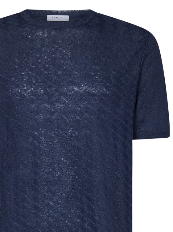 Shop Boglioli Navy Blue Linen Knit Crew-neck T-shirt