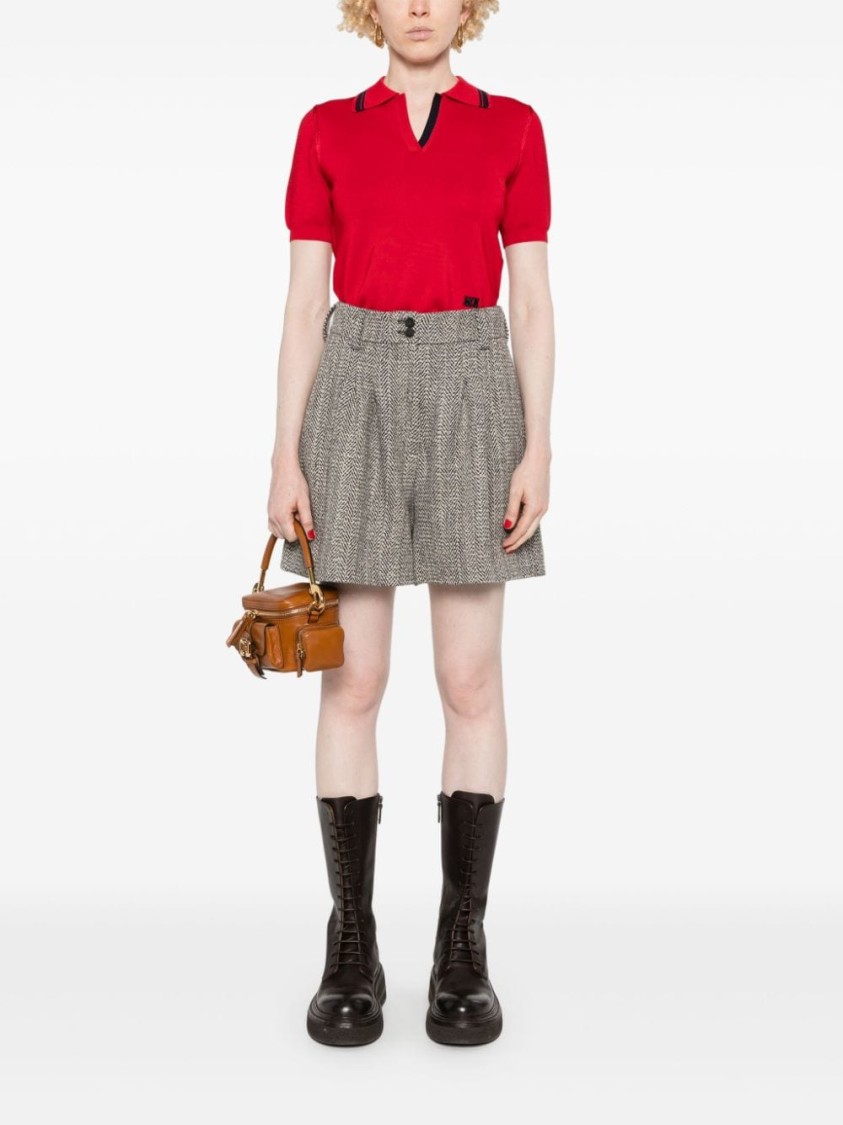 Golden Goose Herringbone Print Wool Shorts In Gray