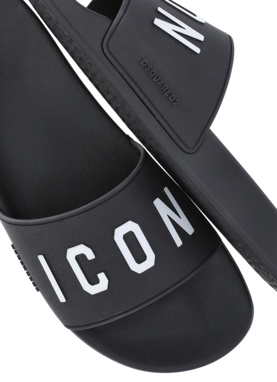 Shop Dsquared2 Logoed Slippers In Black