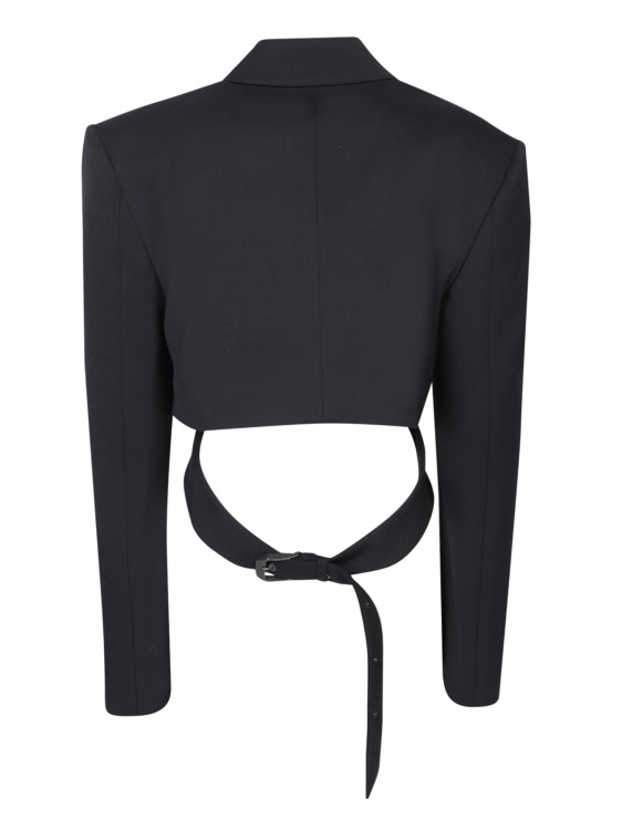 Shop Ssheena Asymmetrical Cropped Jacket With Side Buckle In Black
