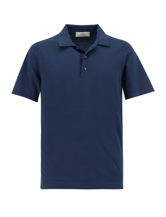 Mauro Ottaviani Navy Blue Cotton Polo Shirt