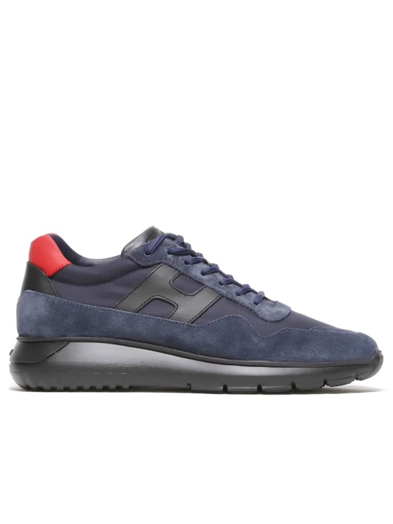 Hogan Blue Suede With Technical Fabric Interactive Sneakers