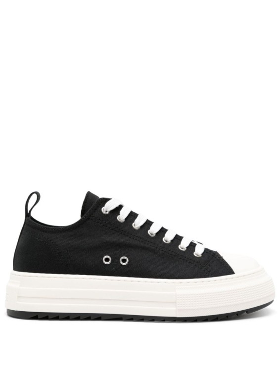 Shop Dsquared2 Canvas Logo Patch Sneakers In Black