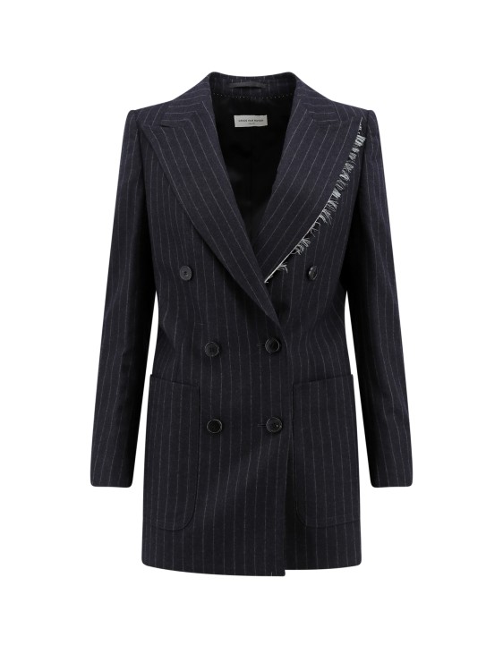 Shop Dries Van Noten Wool Blazer With Multicolor Detail With Embroideries And Fringes In Neutrals