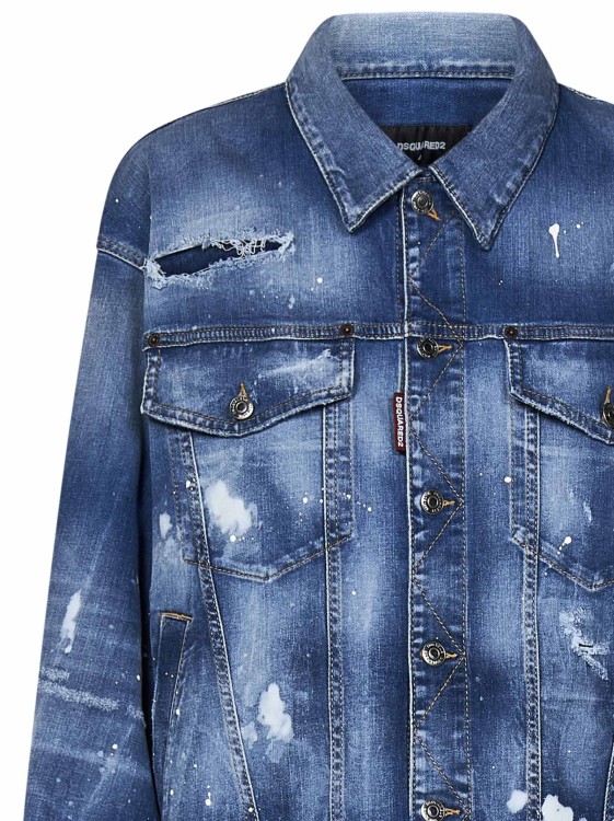 Shop Dsquared2 Oversized Cotton Denim Jacket In Blue