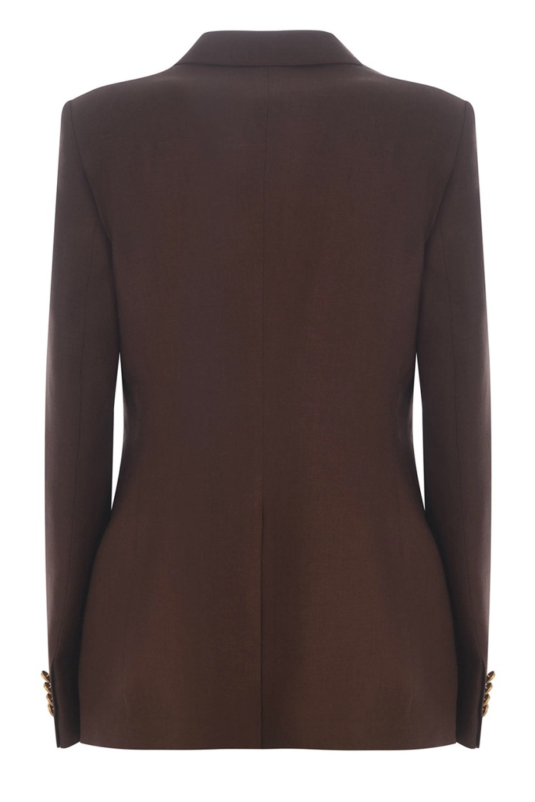 Tagliatore Double-breasted Brown Jacket In Linen Women In Brown