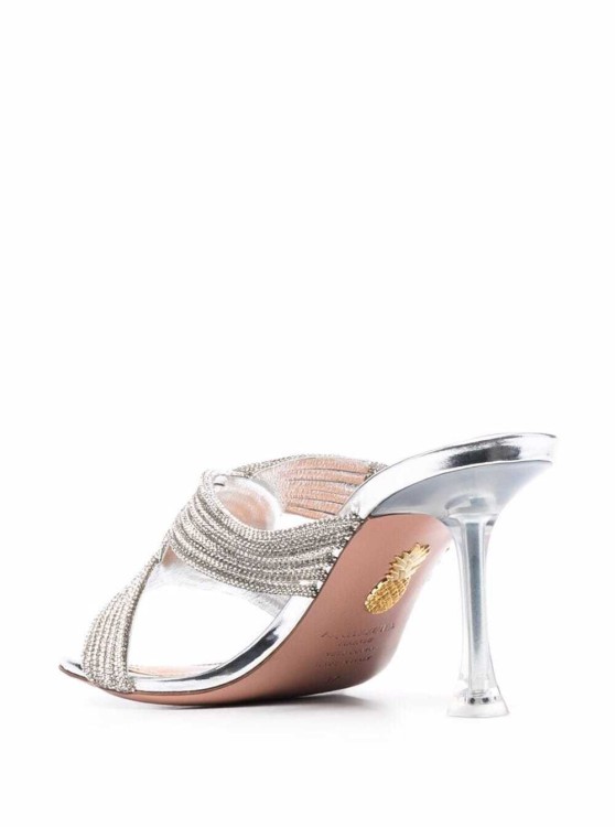 Shop Aquazzura Gatsby' Silver Mule With Crystal Embellishment Pvc Aquazzurra In Burgundy
