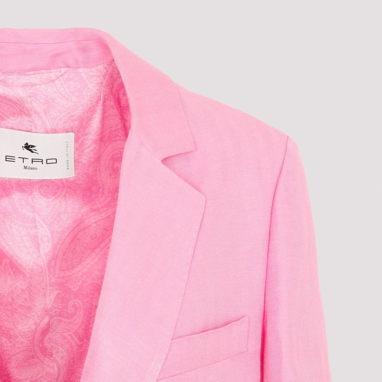 Shop Etro Pink Linen And Silk Fuji Jacket