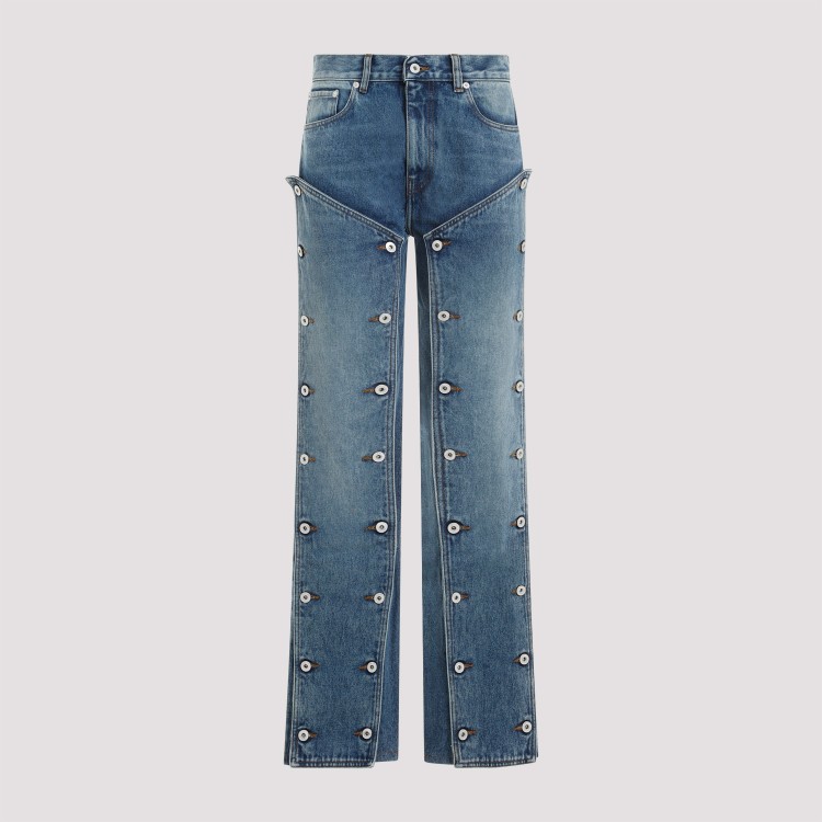 Shop Y/project Evergreen Vintage Blue Organic Cotton Snap Off Jeans