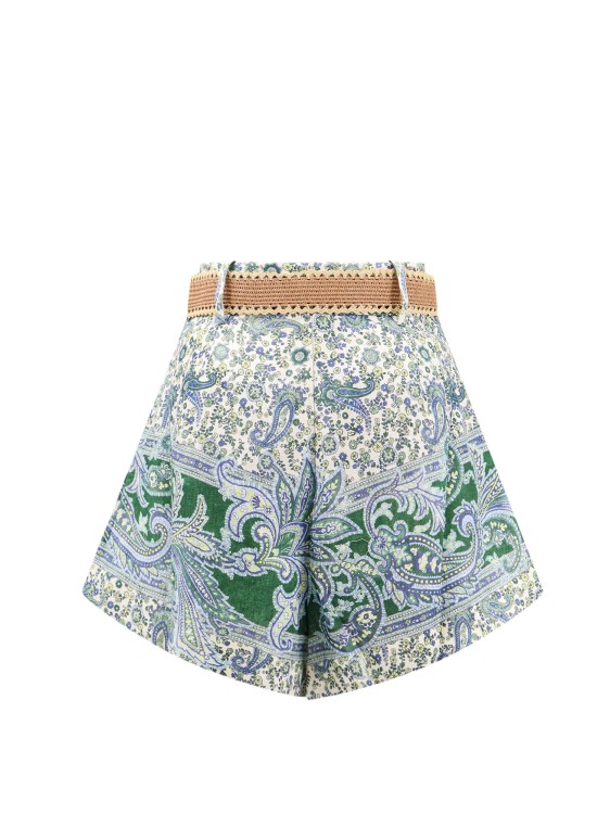 Shop Zimmermann Linen Shorts With Paisely Motif In Multicolor