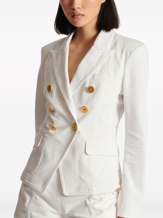 Shop Balmain White 6-button Denim Jacket