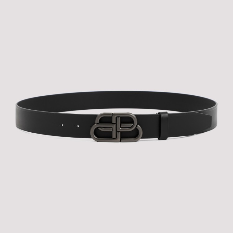Balenciaga Black Bb Leather Belt In Black