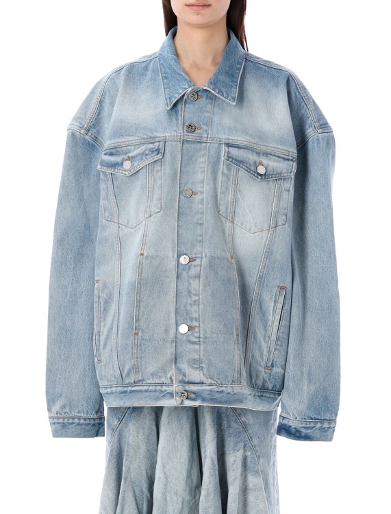 Shop Vetements Logo Denim Jacket In Blue