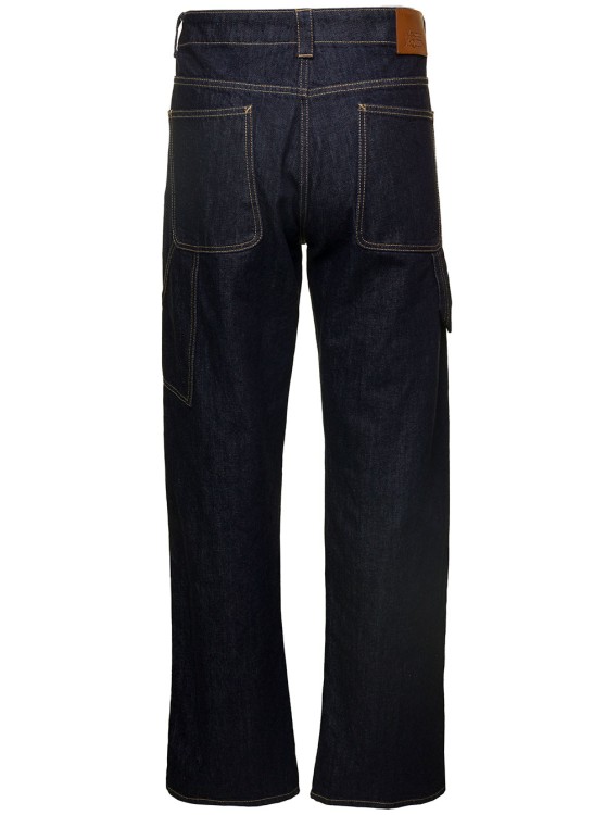 Shop Alexander Mcqueen Worker' Blue Jeans With Maxi Pockets In Cotton Denim In Black