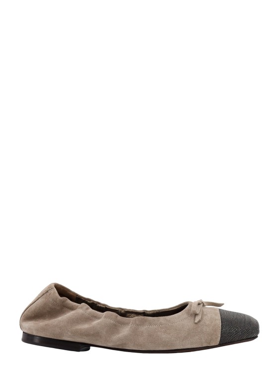 Shop Brunello Cucinelli Suede Ballerinas With Iconic Jewel Application In Brown