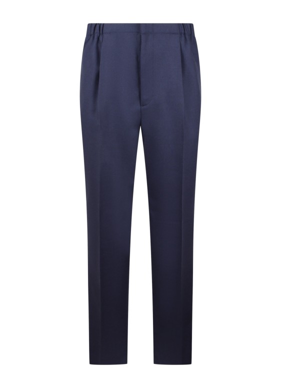 Shop Fendi Wool Tailored Trousers In Blue