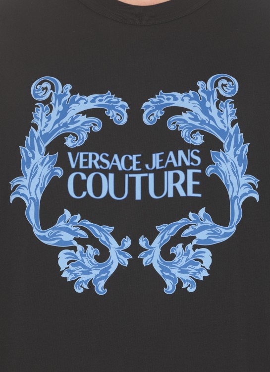 Shop Versace Jeans Couture T-shirt With Baroque Logo In Black
