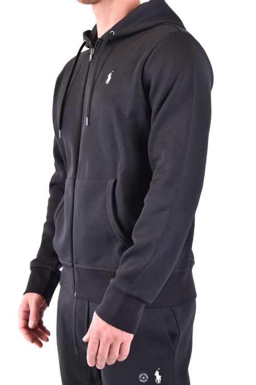 Polo Ralph Lauren Cotton Blend Sweatshirt With Logo Iconic Embroidery In Black