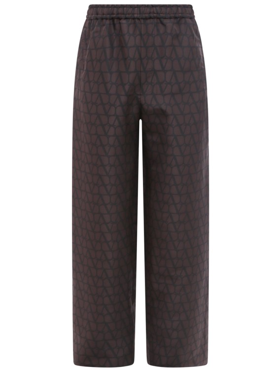 Shop Valentino All-over Toile Iconographe Print Silk Trouser In Brown