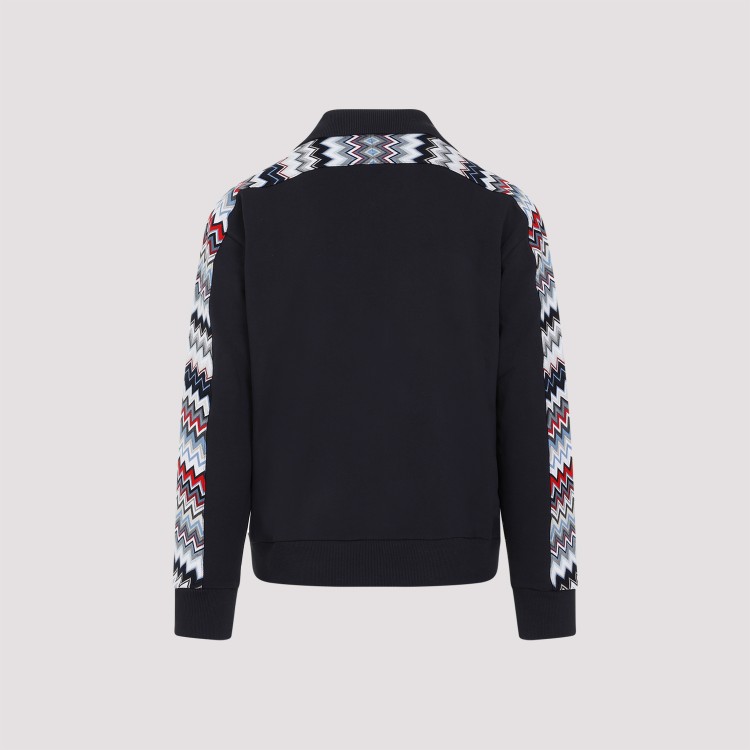 Shop Missoni Cotton Navy Zipped Sweatshirt In Black