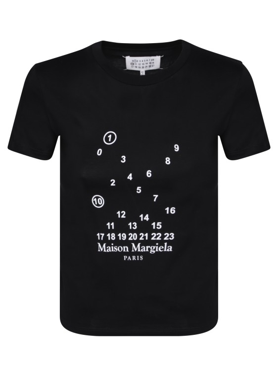 Shop Maison Margiela Black Cotton T-shirt With Signature Logo