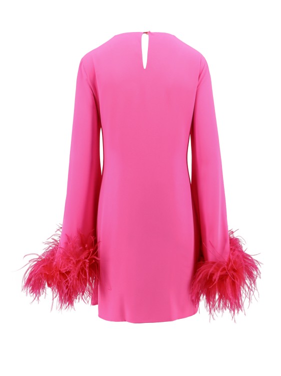 Shop Nervi Dress With Natural Feathers With Knot On The Front In Pink