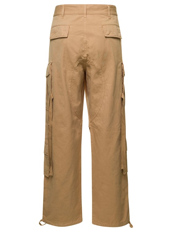 Shop Darkpark 'saint' Beige Cargo Pants With Pockets In Cotton In Brown
