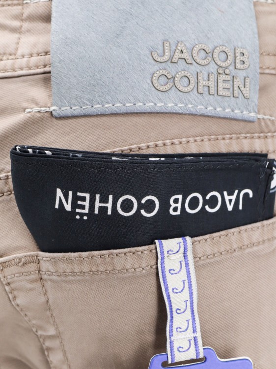 Shop Jacob Cohen Cotton Slim Trouser With Back Logo Patch In Neutrals