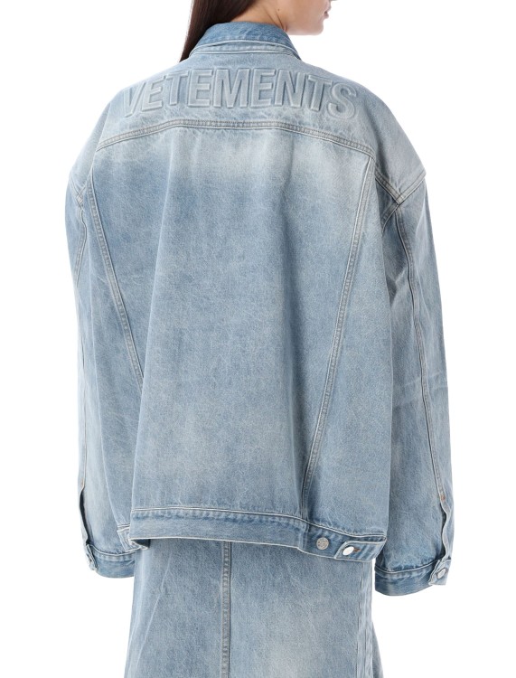 Shop Vetements Logo Denim Jacket In Blue