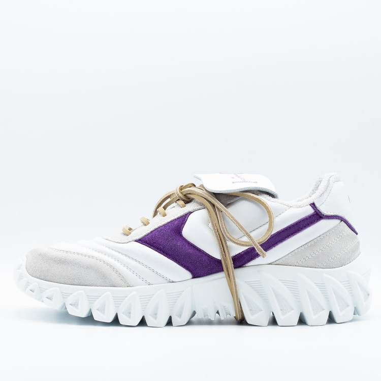 Pantofola D'oro White Soft Suede And Fabric Sneakers In White
