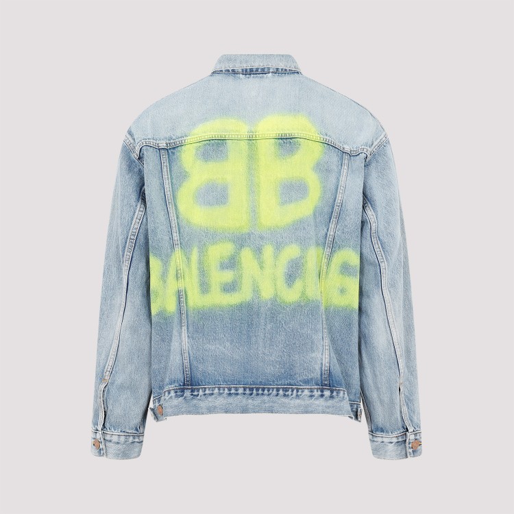 Shop Balenciaga Eco Blue Cotton Large Fit Jacket