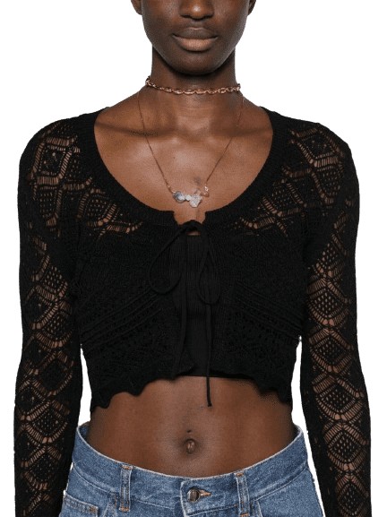 Shop Twinset Black Perforated Knitted Shrug