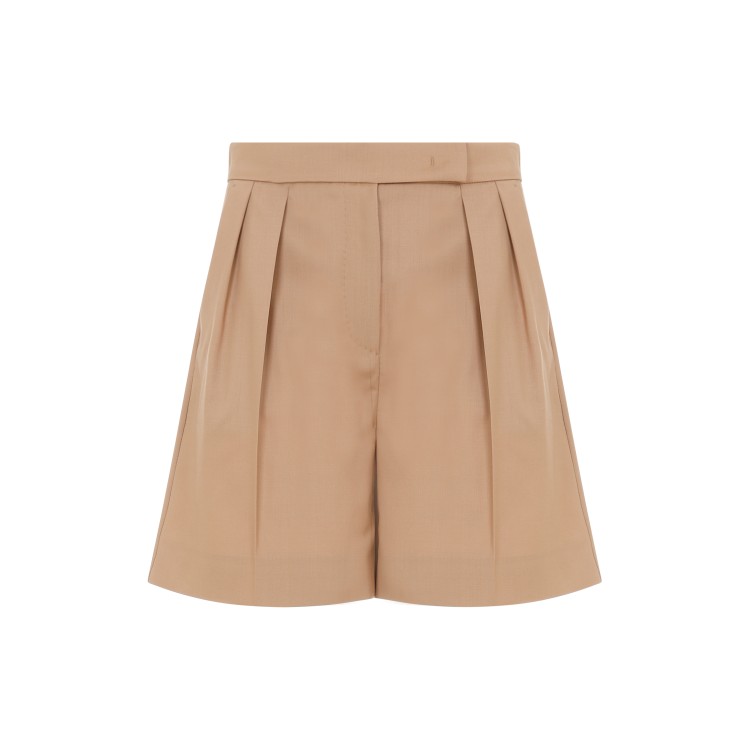 Max Mara Womens Camel Jessica Relaxed-fit Wool Shorts In Brown