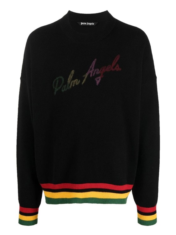 Palm Angels Logo Cashmere Sweater In Black
