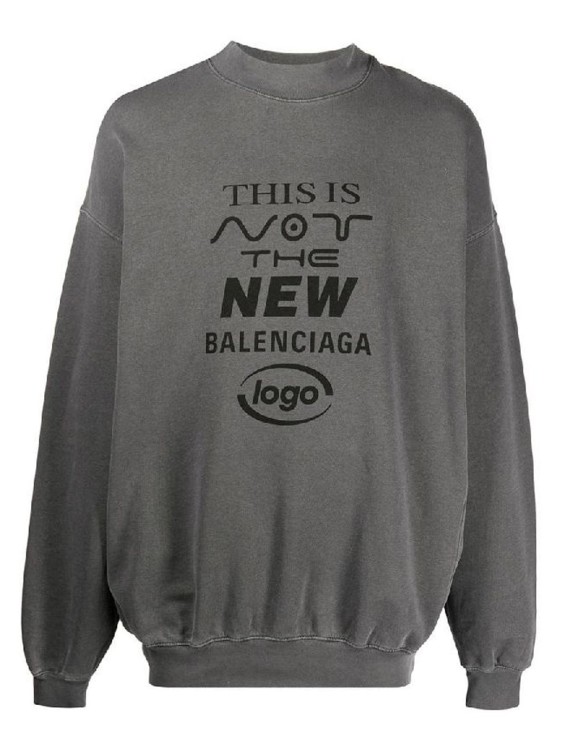Shop Balenciaga Grey Logo Sweartshirt