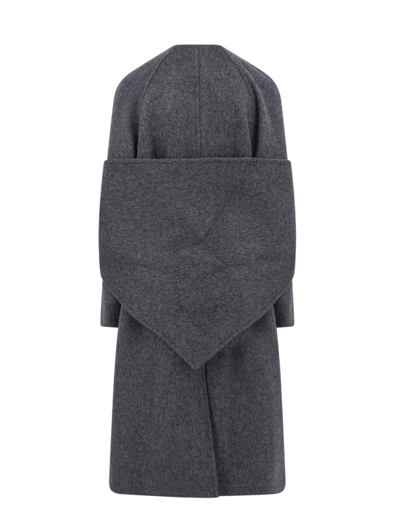 Shop Le 17 Septembre Wool Coat With Maxi Removable Scarf In Grey