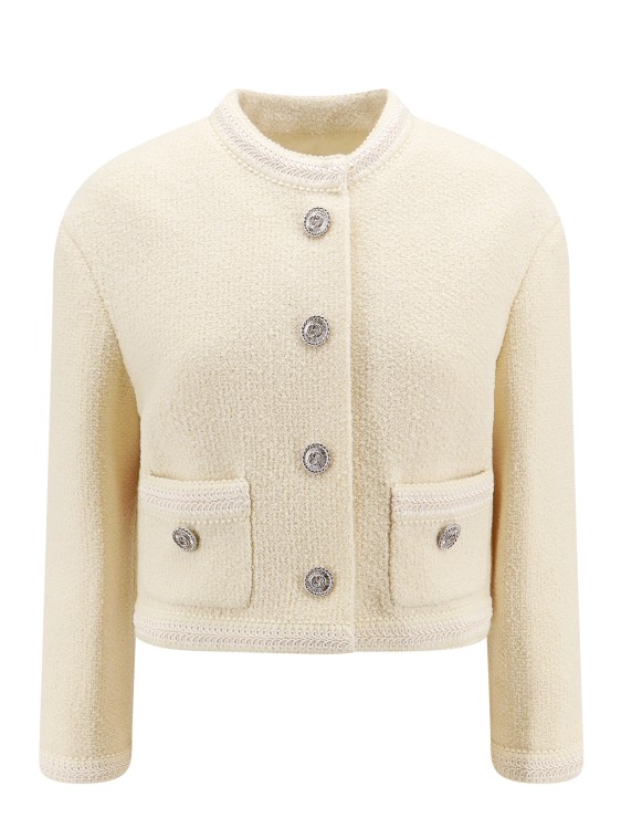 Shop Gucci Wool Blazer With Metal Gg Buttons In Neutrals