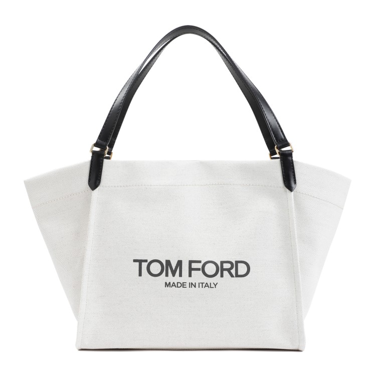 Shop Tom Ford Amalfi Rope Black Cotton Tote Bag In White