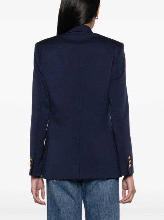 Shop Versace Navy Blue Wool Jacket In Black