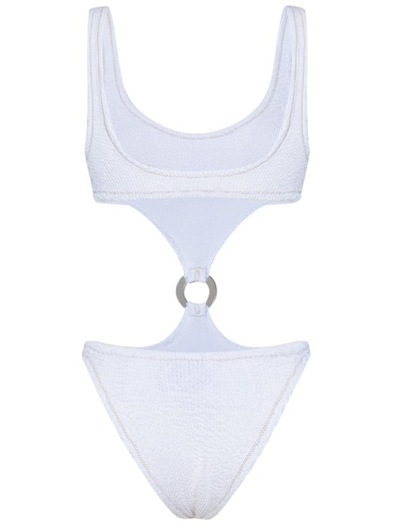 Shop Reina Olga White Crinkled-effect One-piece Swimsuit
