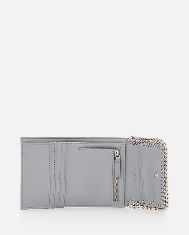 Shop Stella Mccartney Small Flap Falabella Wallet In Silver