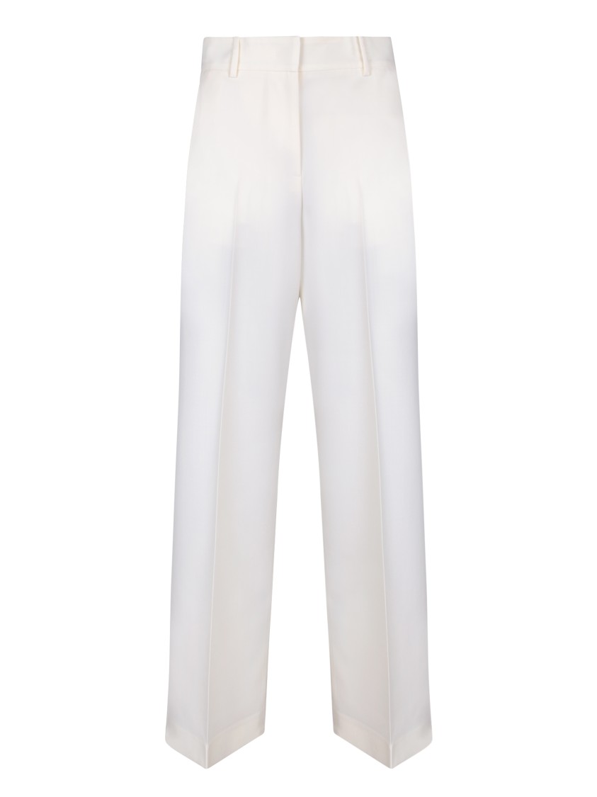 Msgm Cropped Ivory Trousers In White