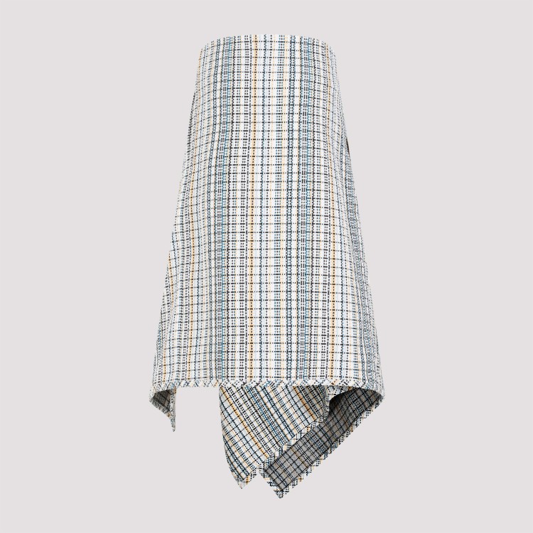 Bottega Veneta Checked Midi Wrap Skirt In White