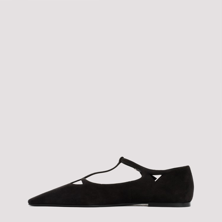 Shop The Row Cyd Flat Black Suede Leather Ballerinas