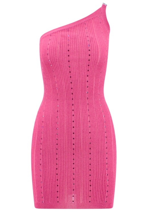 Shop Alessandra Rich Ribbed Mini Dress In Pink